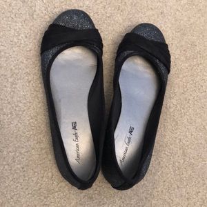 sparkly black ballet flats